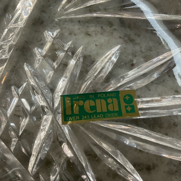 Crystal Divided Dish Irena Poland 24% Lead Crystal Vintage - Picture 4 of 4